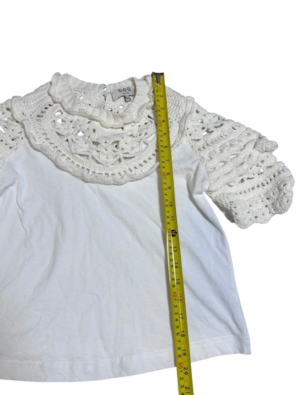 Sea New York Cleo white crochet combo t shirt top size XXS boho festival pirate - Picture 8 of 8